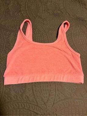 aerie Coral Pink Terry Crop Tank